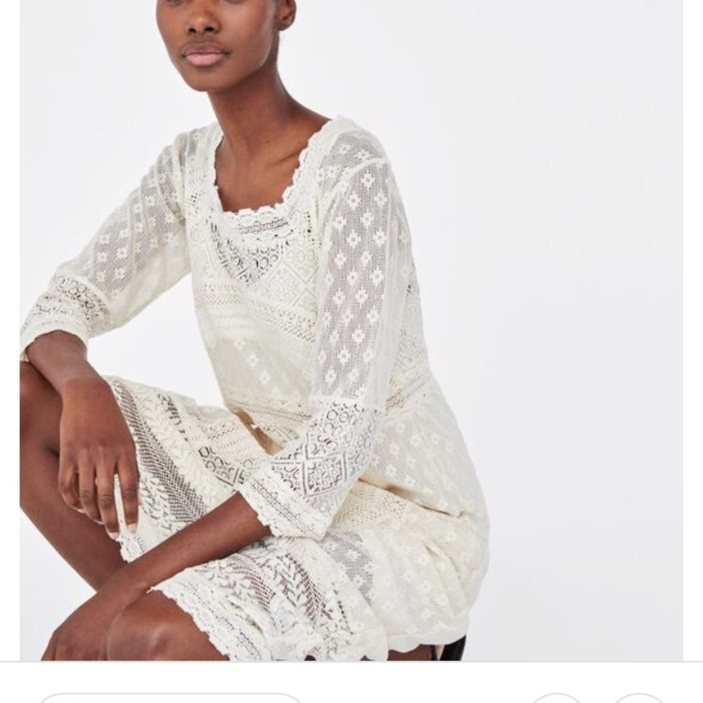 Embroidered dress with square cut neckline - Picture 3 of 4